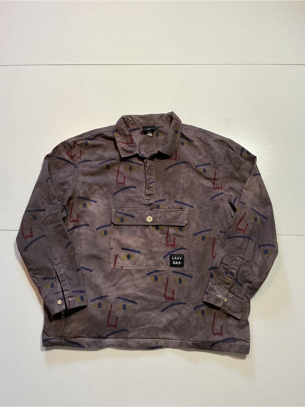 Urban Outfitters Lazy Oaf Artist Drawing Faces AOP Smock Popover Jacket